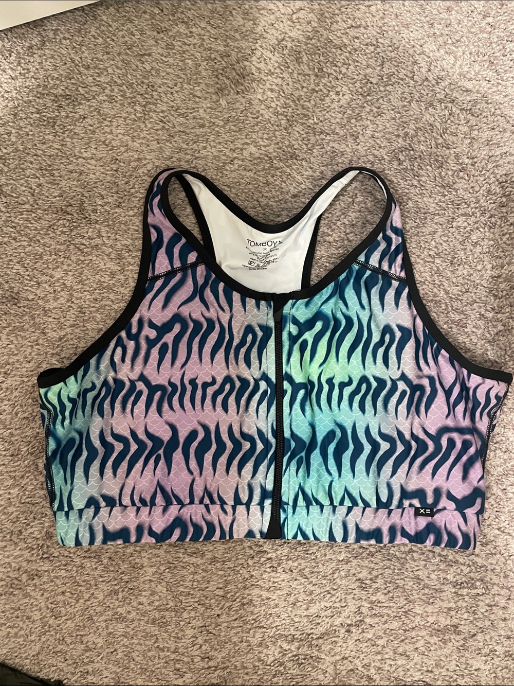 TomboyX Front-Zip Racerback swim bikini top 3x